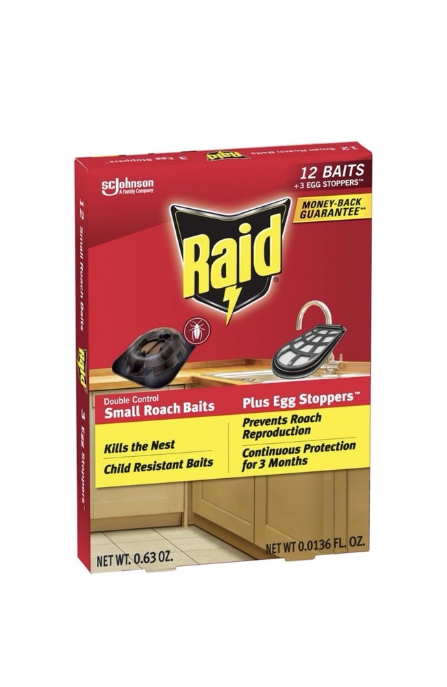 Raid Double Control 12 Small Roach Baits + 3 Egg Stoppers Kills & Sterilizes