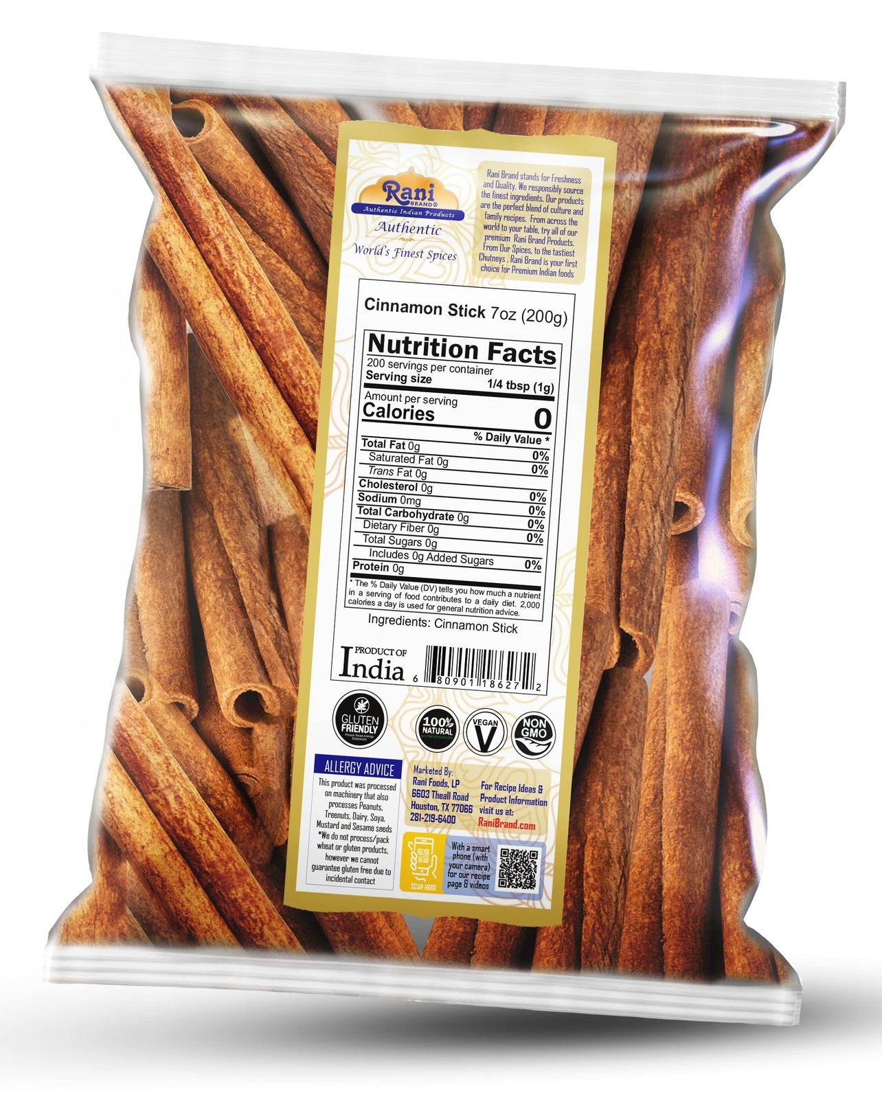 Rani Cinnamon Sticks 7oz (200g) ~ 22-26 Sticks 3 Inches in Length Cassia Round