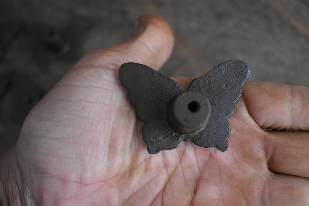 Iron door knobs Vintage Butterfly cabinet drawer handles pull rustic hardwr 6pc