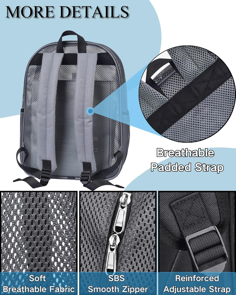 Mesh Backpack Lightweight See through Backpack for Commuting Swimming Travel Bea