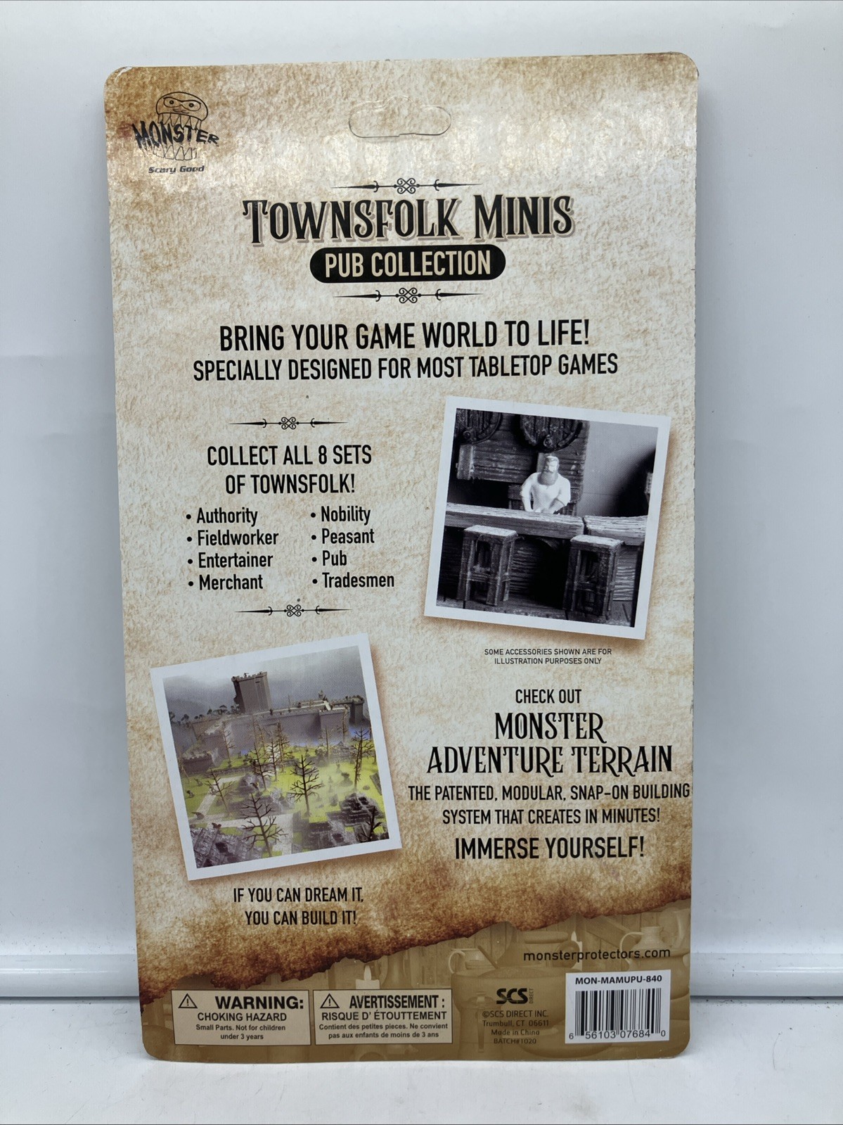 Monster Townsfolk Mini Fantasy Figures 8pc Paintable Pub Workers - FREE SHIPPING