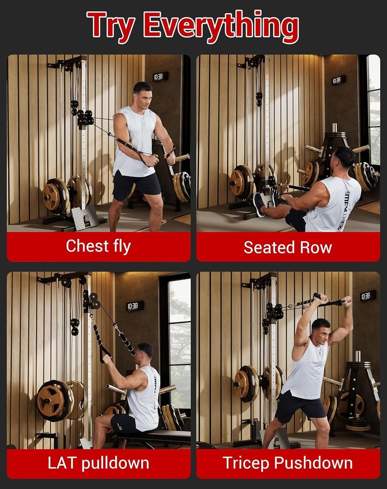 400LBS Wall Mount Cable Station Dual Pulley Cable Crossover Functional Trainer