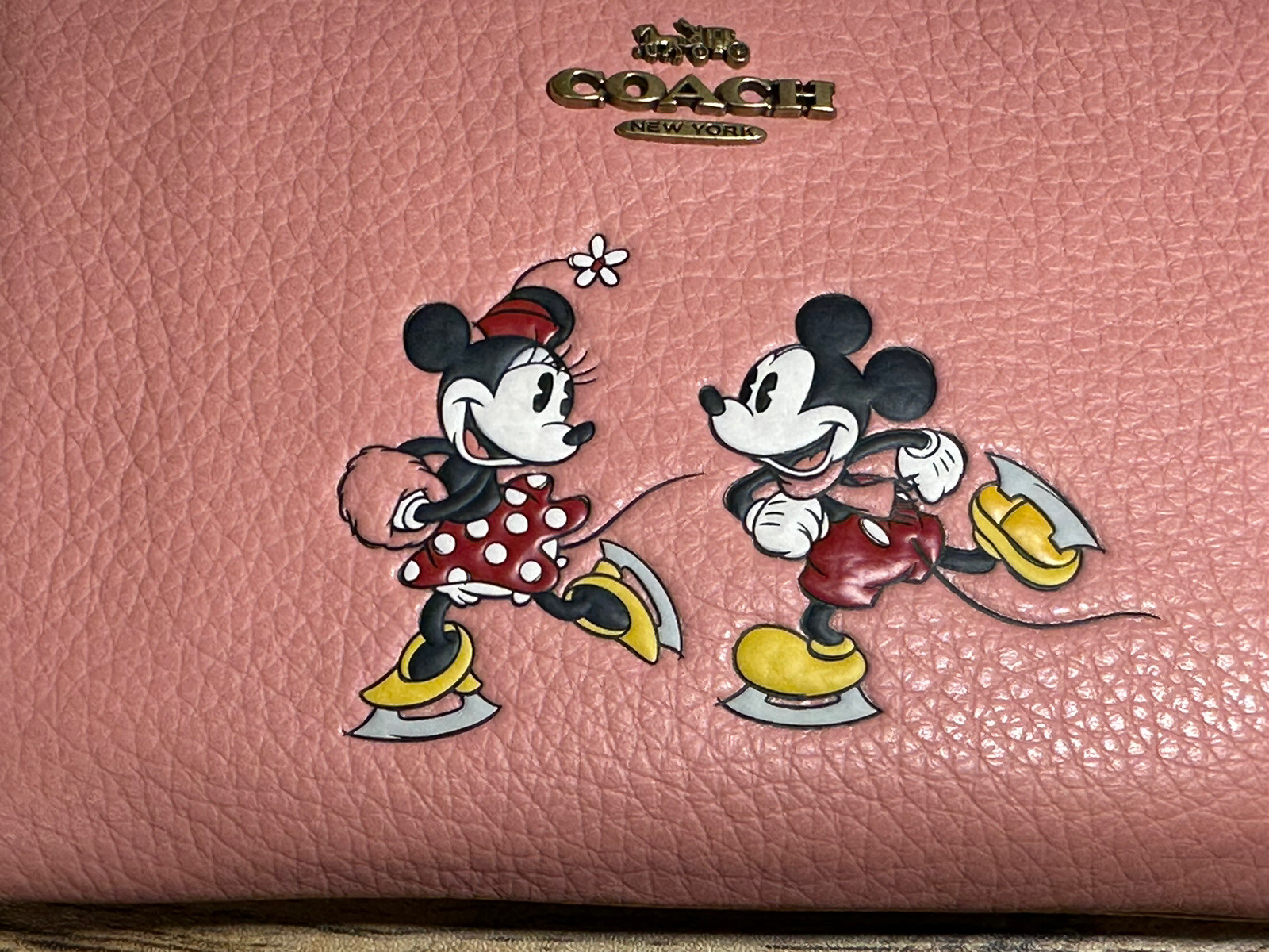 NEW Disney x Coach Corner Zip Wristlet Ice Skate Motif Mickey and Minnie Mouse