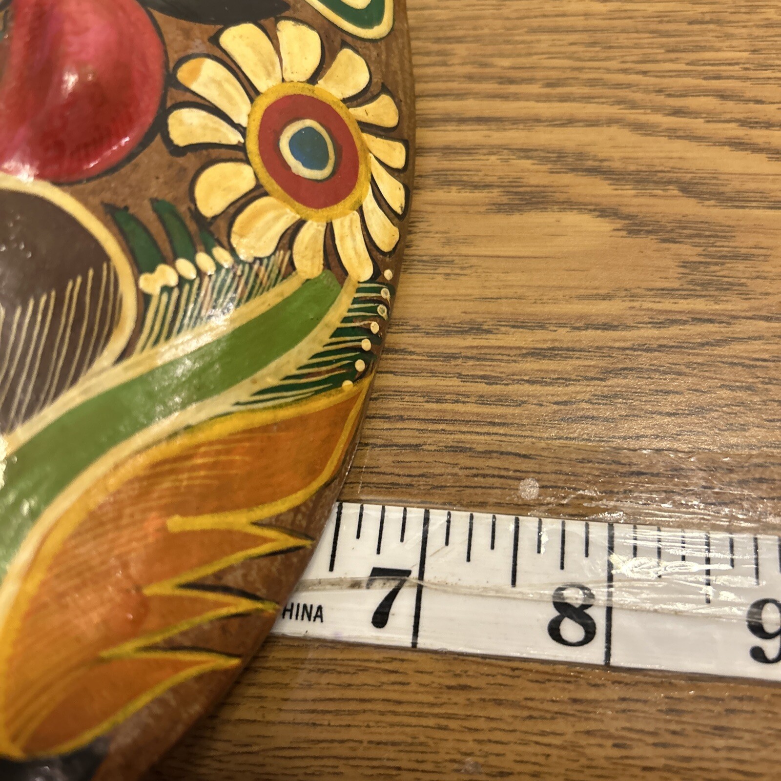 Vintage Mexican Brown Ceramic Hanging Mask Folk Art Hand Made