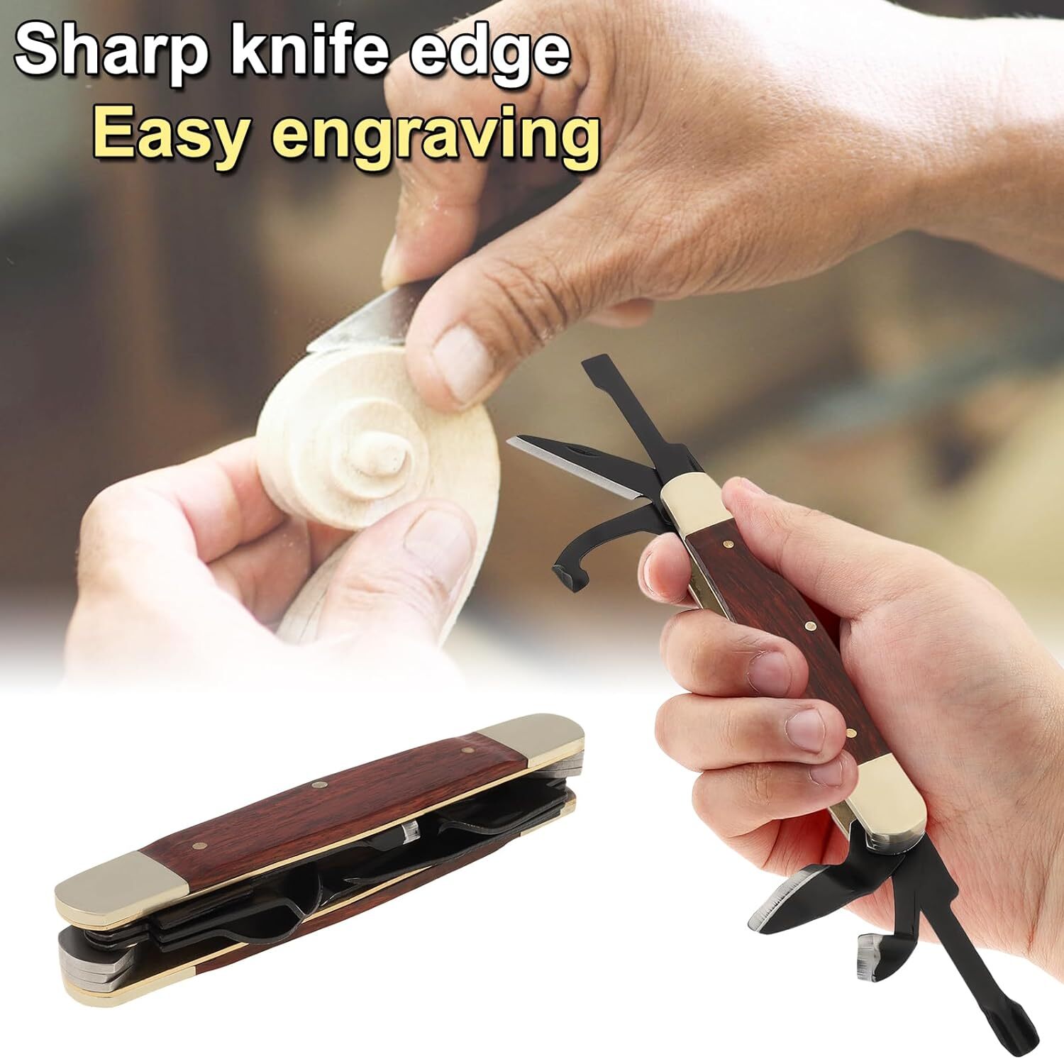 6-IN-1 Folding Cutter Carving Knife Tool Portable Handed Carving for Woodworking
