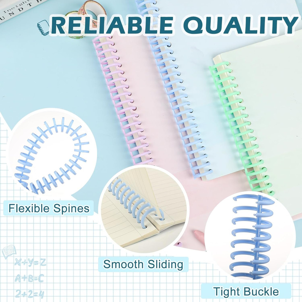 15 PCS Plastic Binding Combs, 30 Rings Click Binding Coils, 3/4 Inch Diamete...