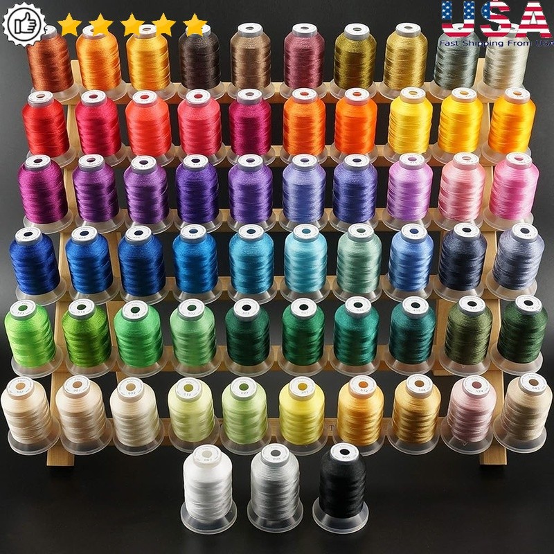 63 Spools Polyester Embroidery Thread Kit Color Chart Ideal All Projects New