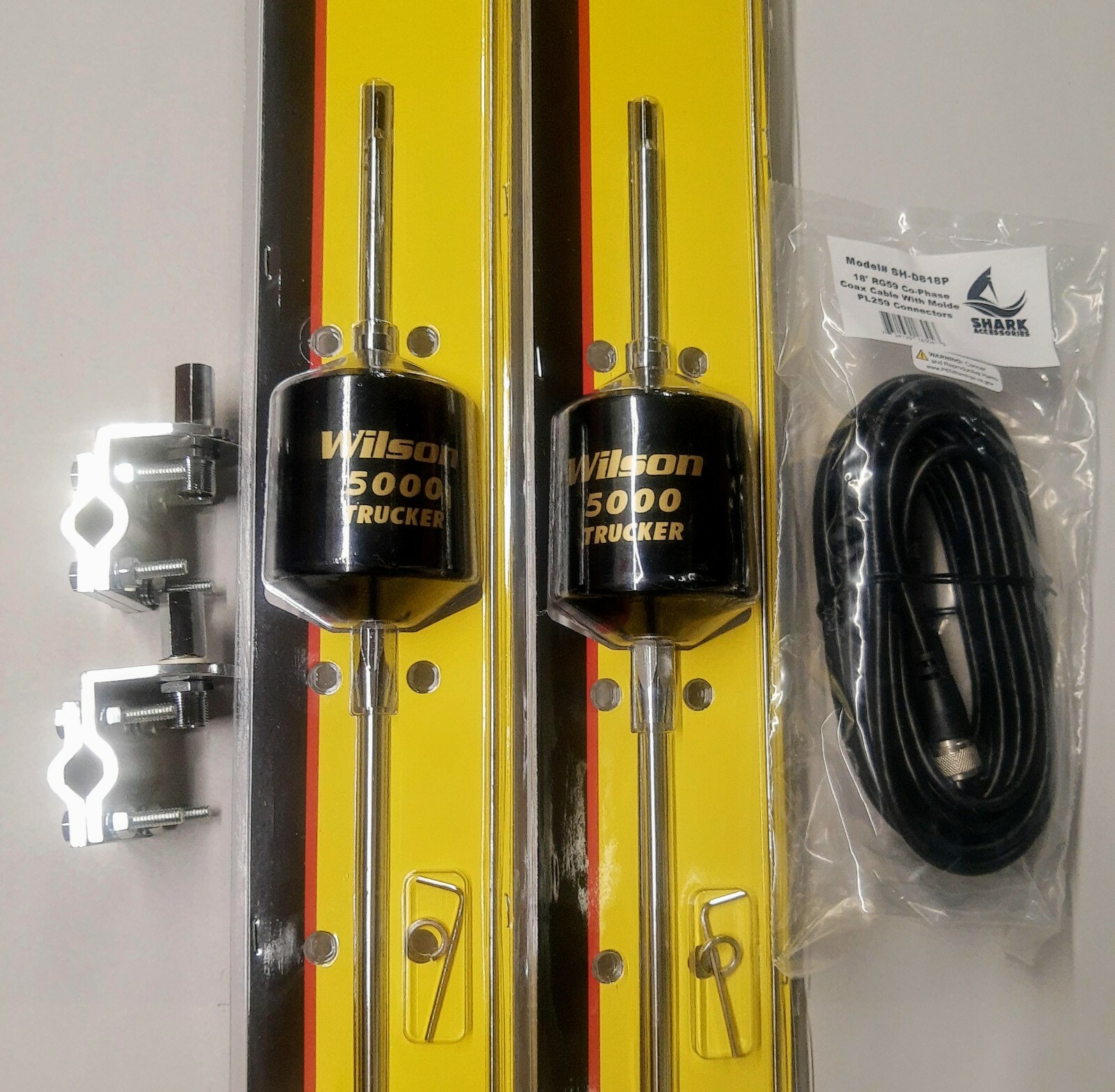 Wilson Trucker T5000 Black CB Radio Antenna Dual Kit with Mount & 18' Co-Phase