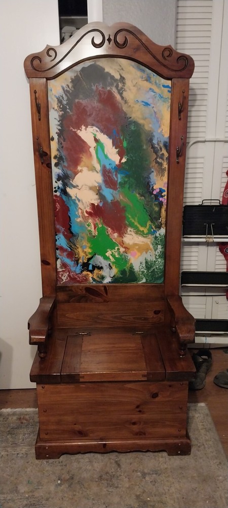 vintage hall tree with bench modernized