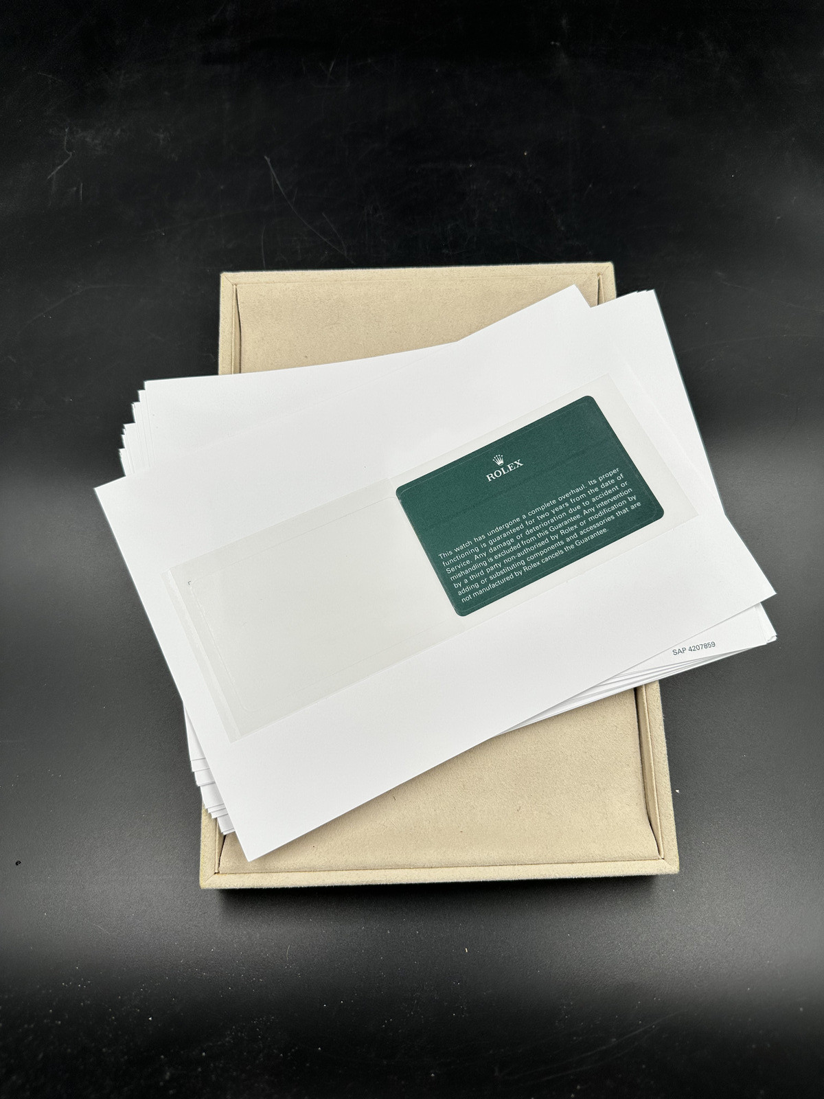 Official Blank Rolex Service Card from Rolex Service Center. NEW