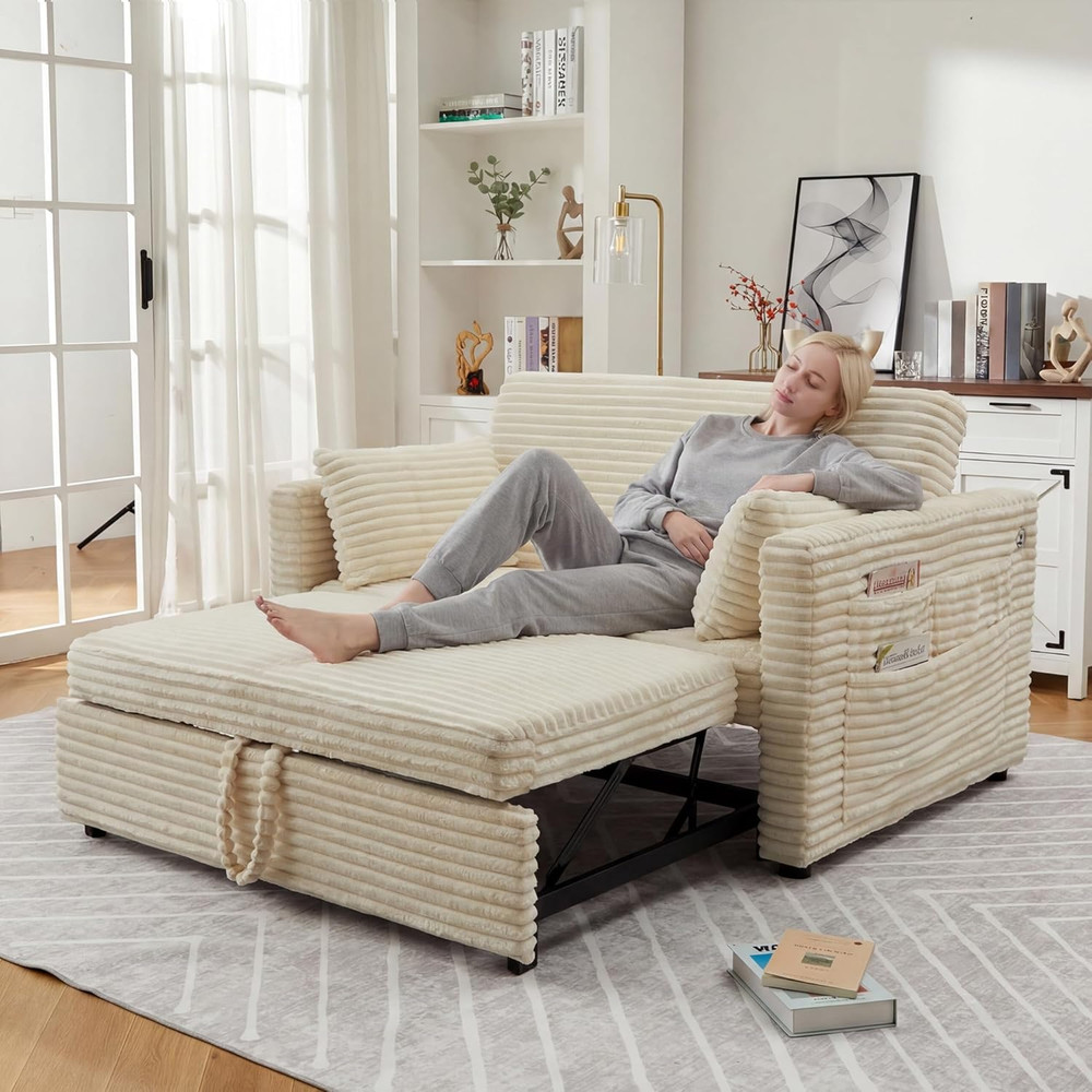 Loveseat Sleeper Sofa Bed with Charging Ports & Adjustable Backrest