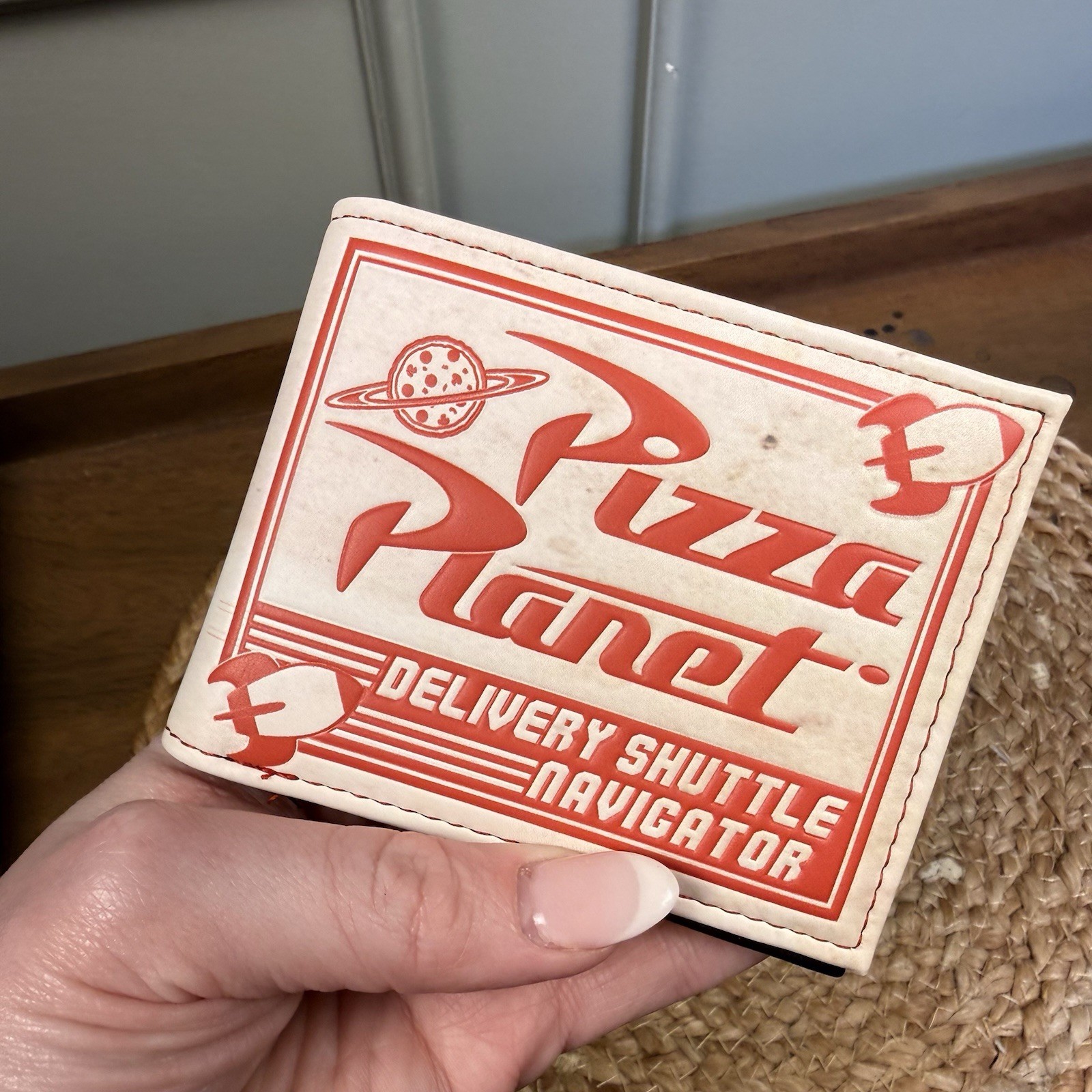 Disney Pixar Toy Story Pizza Planet Bi-fold Wallet Distressed w Black Interior