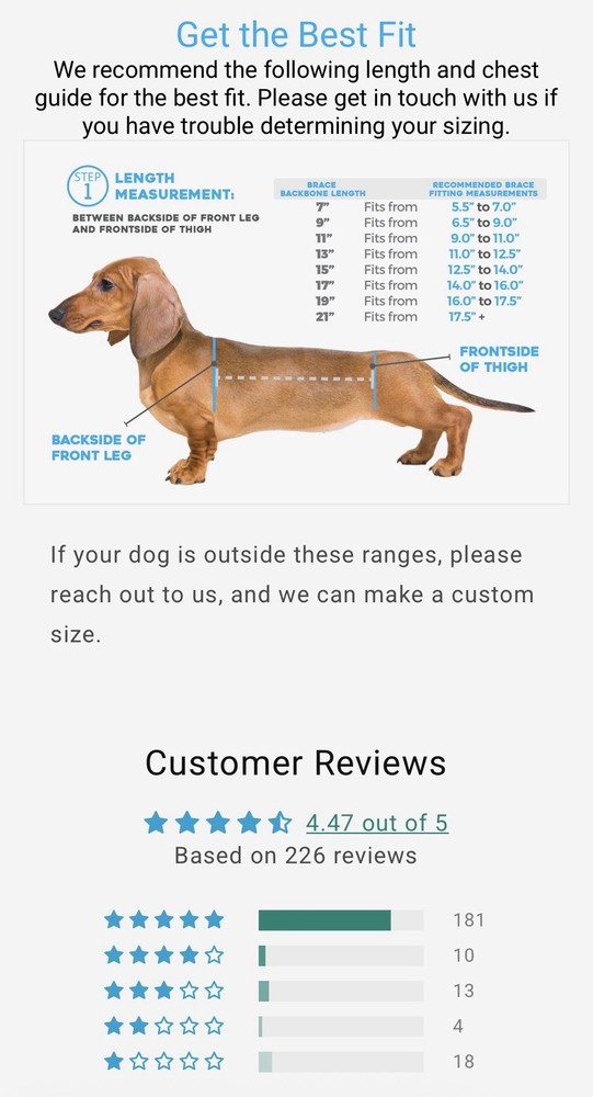 Wiggleless Back Brace for Dogs with IVDD- Size Medium