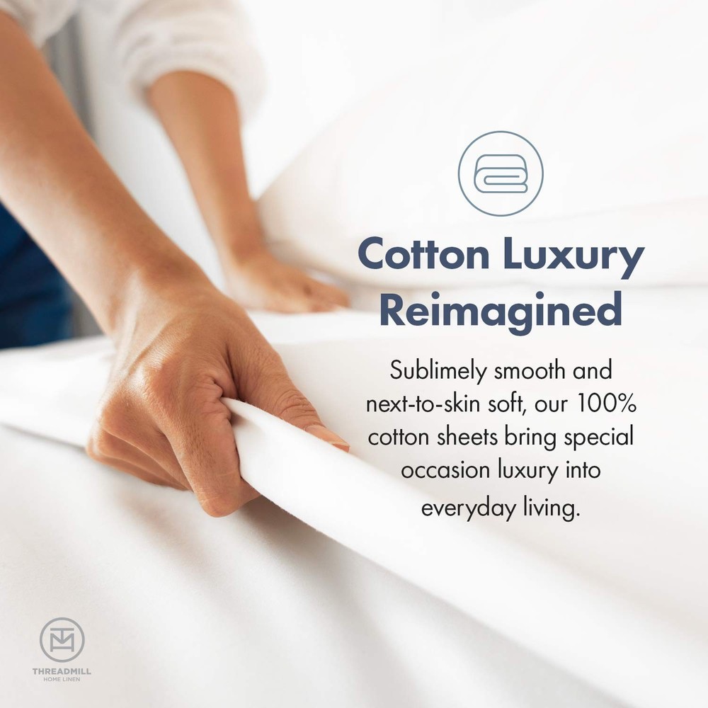 Threadmill 100% Cotton Sheets for Twin Size Bed - 600 Thread Count Twin Bed S...