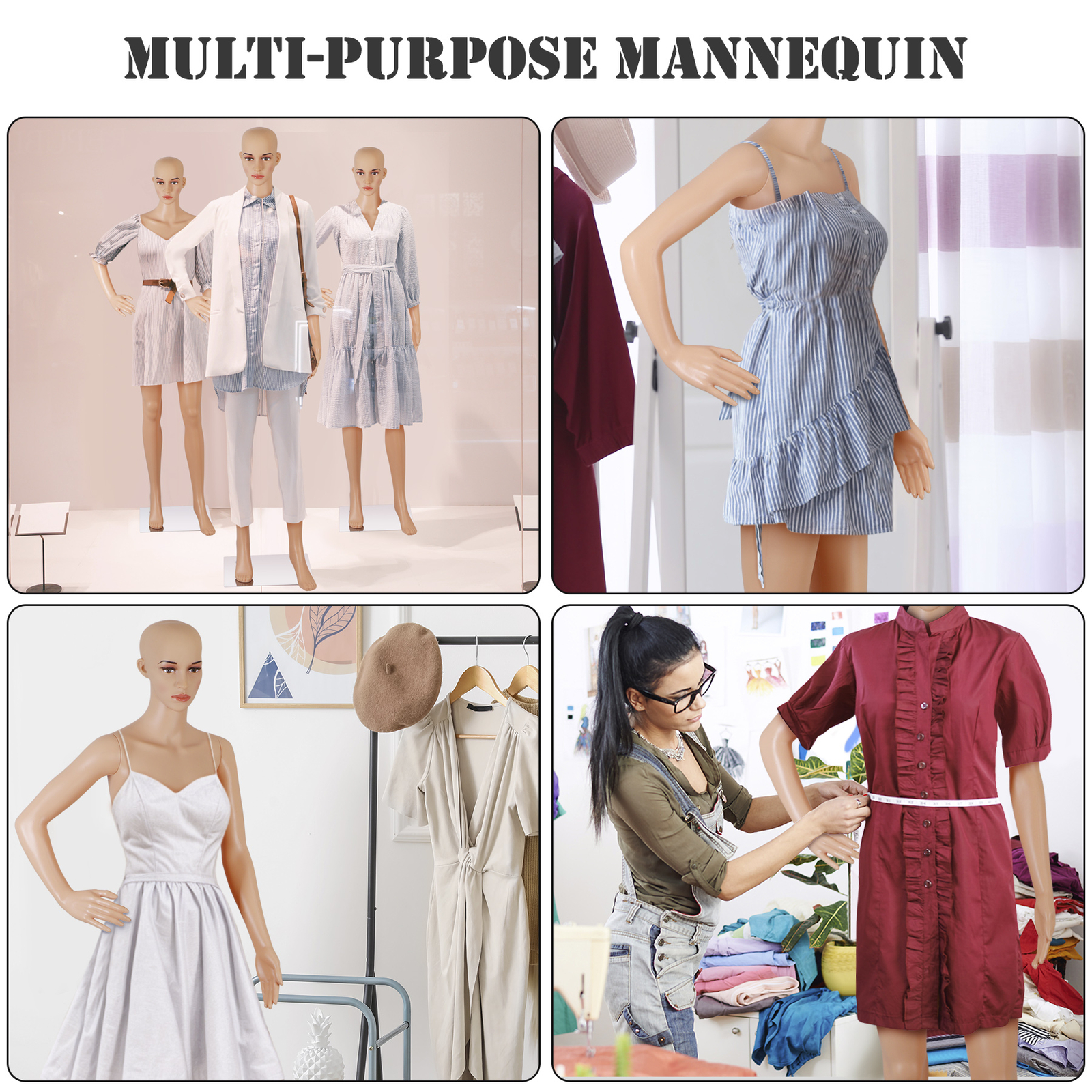 69 Inch Female Mannequin Full Body Dress Form Detachable Mannequin Stand w/Base