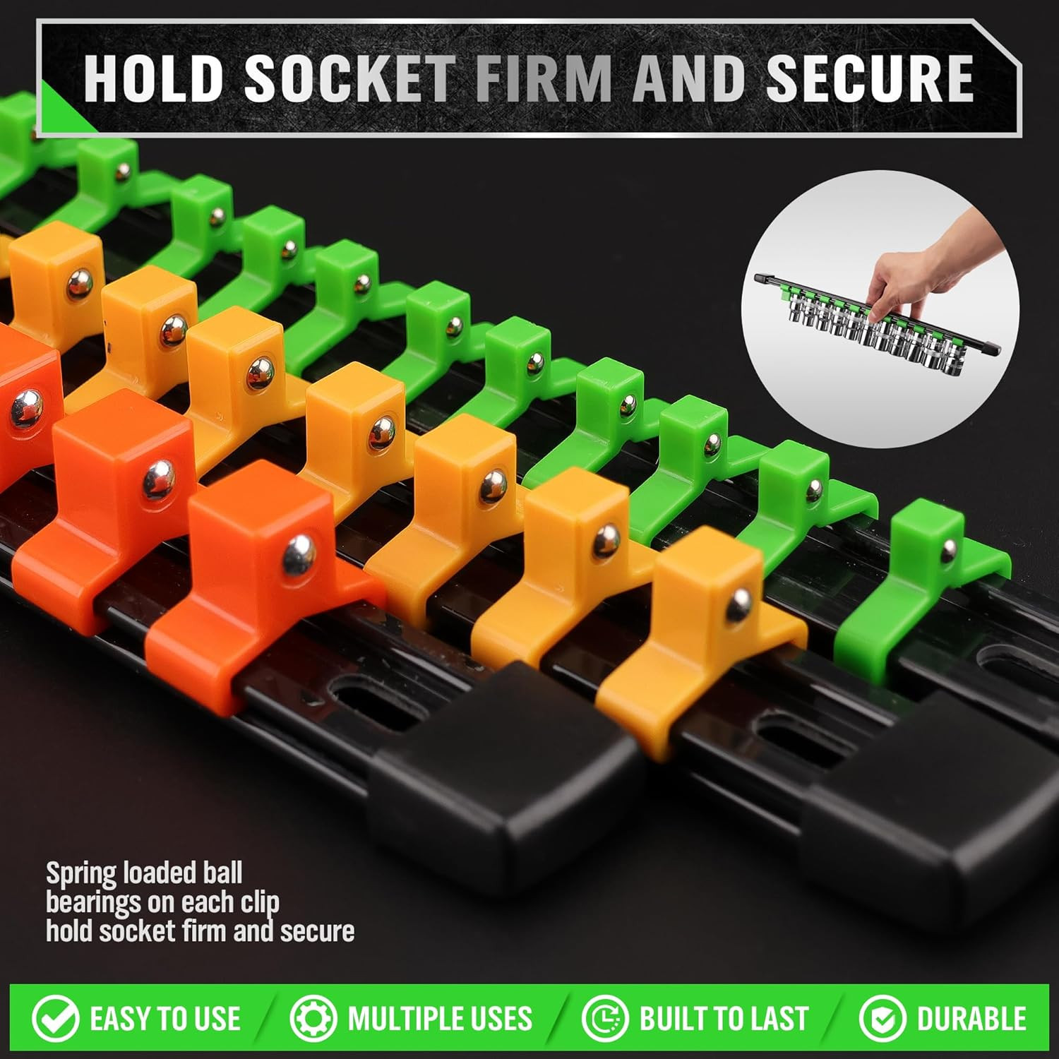 Socket Organizer Set 18-Piece for Tool Box Drawer Holder Clip Rail Trays