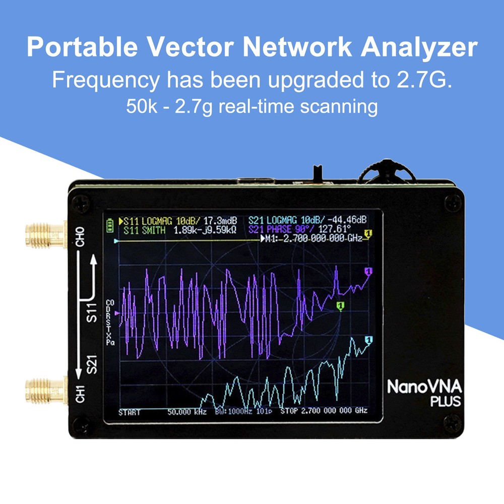 NanoVNA H Vector Network Analyzer 50kHz-2.7GHz MF HF VHF Antenna Analyzer