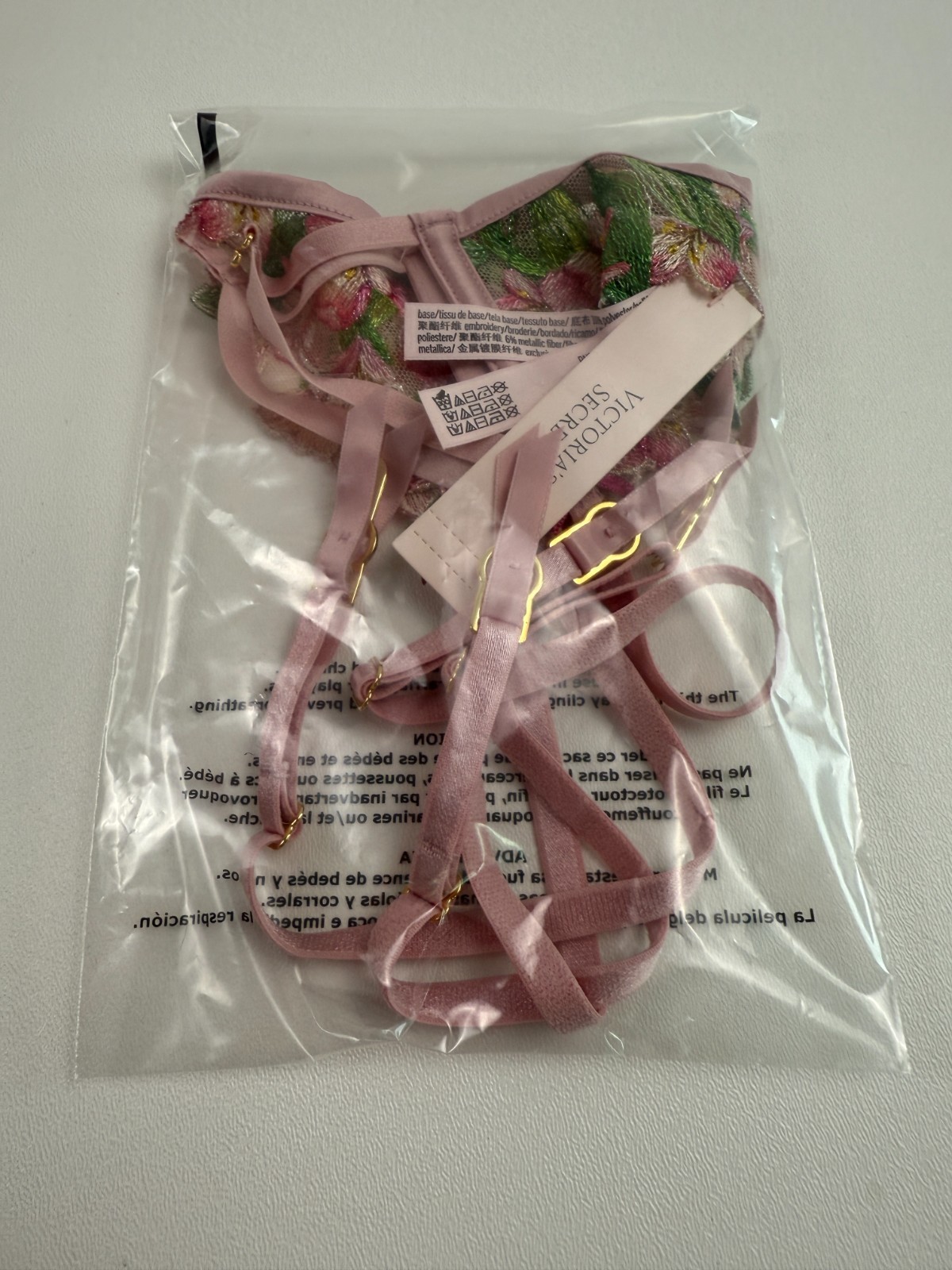 Victoria Secret Floral Embroidered Garter Belt Multicolor Size XS/S NWT