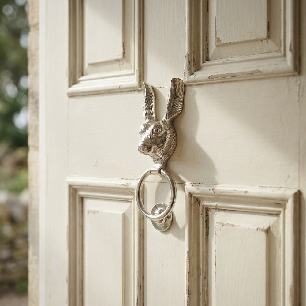 Classical Solid Brass Chrome Finish Rabbit Hare Door Knocker Country Style