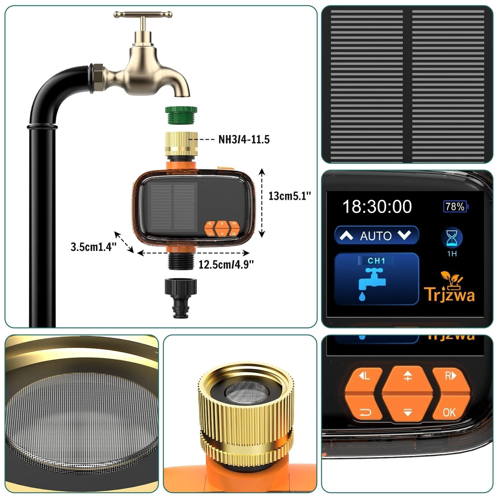 Solar Sprinkler Timer TRJZWA Water Timer, Irrigation System for Garden Hose S...