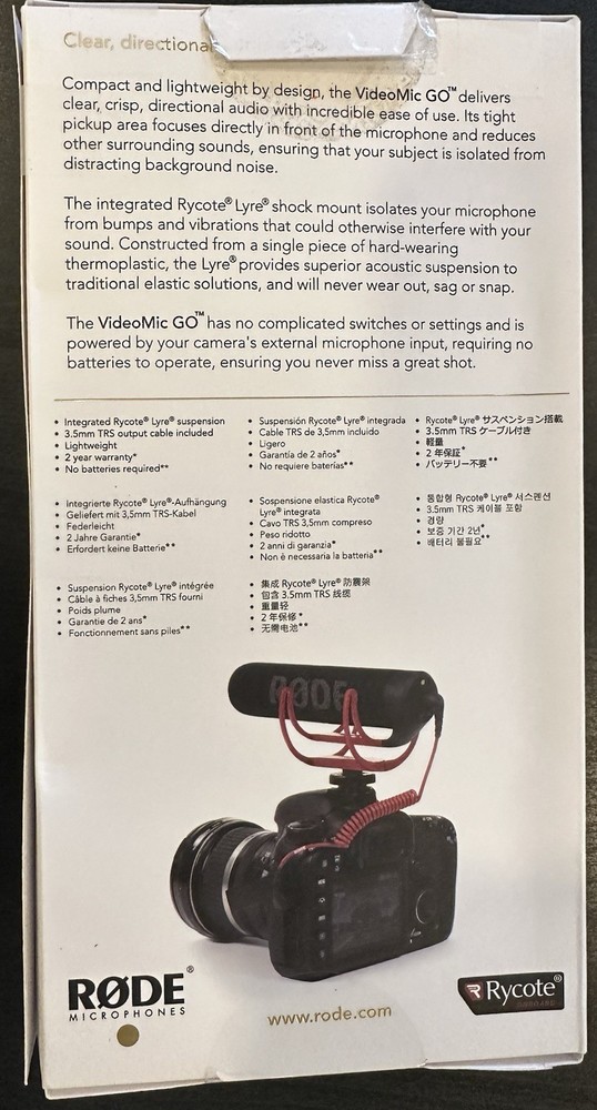 Rode VideoMic GO Lightweight On Camera Microphone