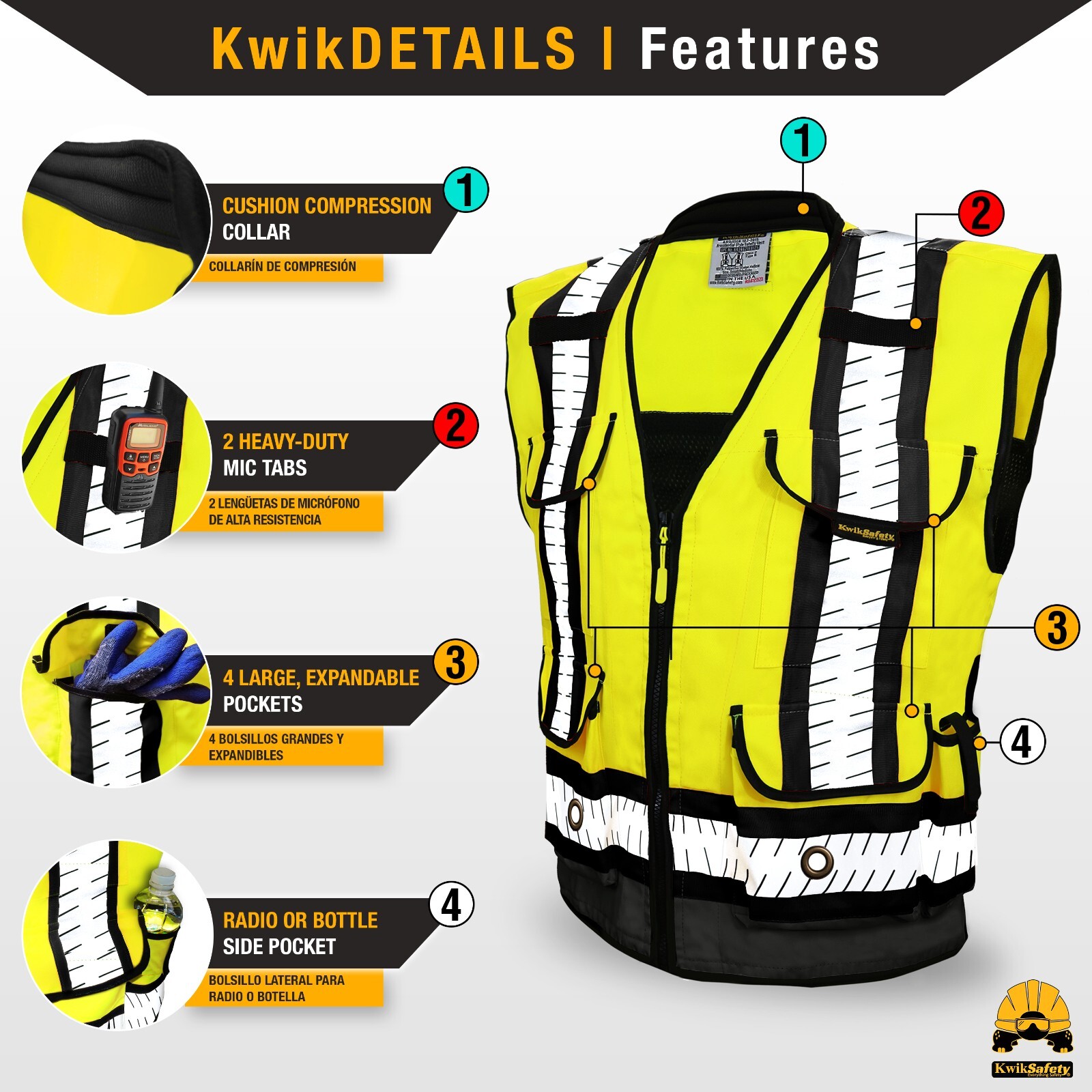 KwikSafety GODFATHER SPECIALIST Safety Vest [CUSHION COLLAR] Class 2 ANSI OSHA