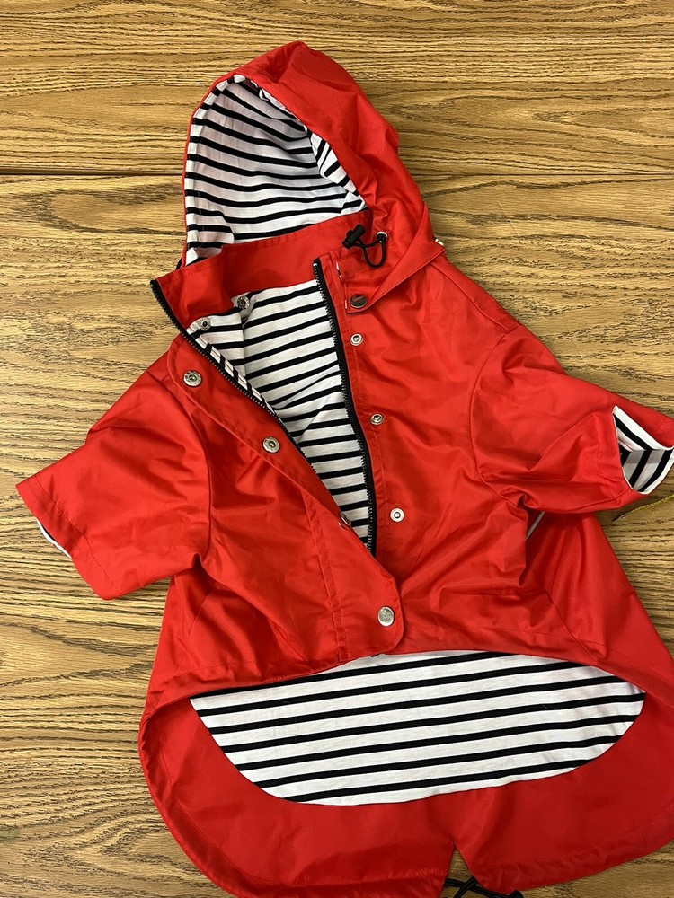 HDE Double Layer Red Rain Jacket With Hood For Large Dog