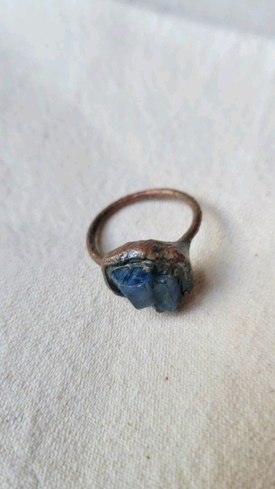 OOAK Handmade Raw Sapphire Electroformed Copper Ring Size 7
