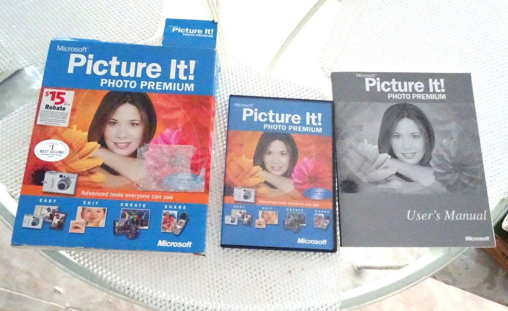 Microsoft Picture It! Photo Premium Version 9.0 For Windows w User's Guide & CD