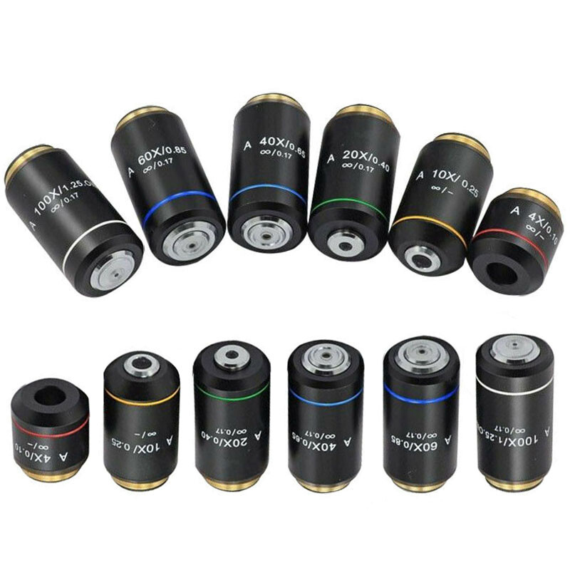 Microscope Infinity Objective 4X-100X Achromatic Lens for Compound Microscope