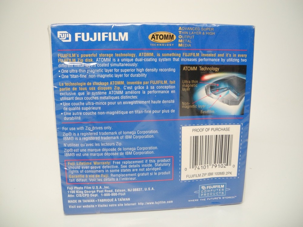2 Pack Fuji ZIP Disc100 MB PC Computer Storage IBM Formatted
