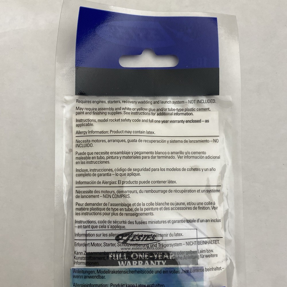 ESTES 1345 MOSQUITO MODEL ROCKET SKILL LEVEL 1 NIP