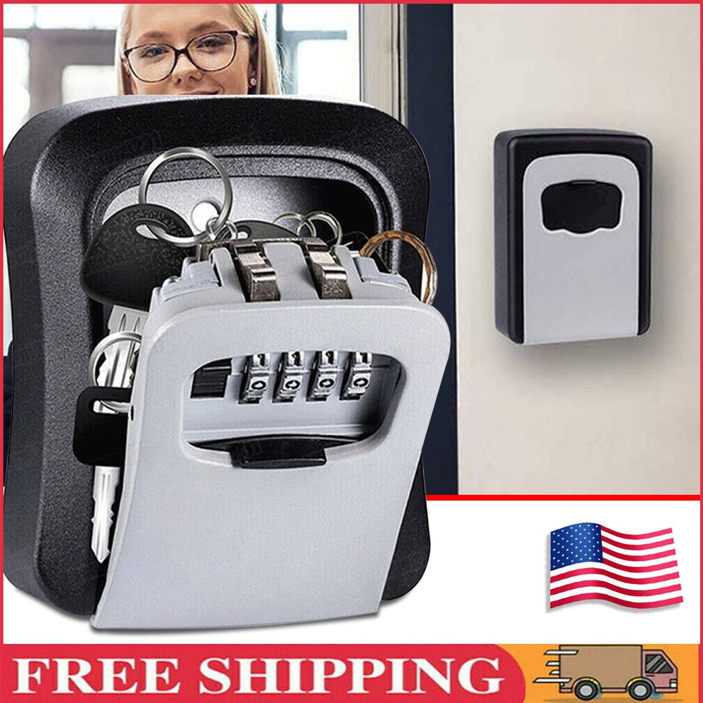 4-Digit Combination Lock Key Box Safe Storage Box Padlock Security Home Outdoor