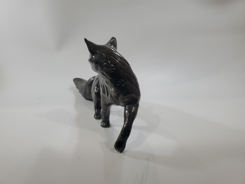 Vintage ALMAZAN Silver Plate Brass Fox Shaped Figurine 8" HEAVY Made In Spain