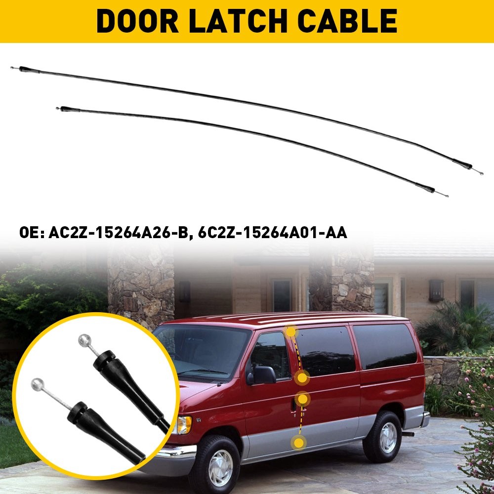 Release Cables Upper and Lower Latches Left Side Cargo Door for Ford E-150 E-250