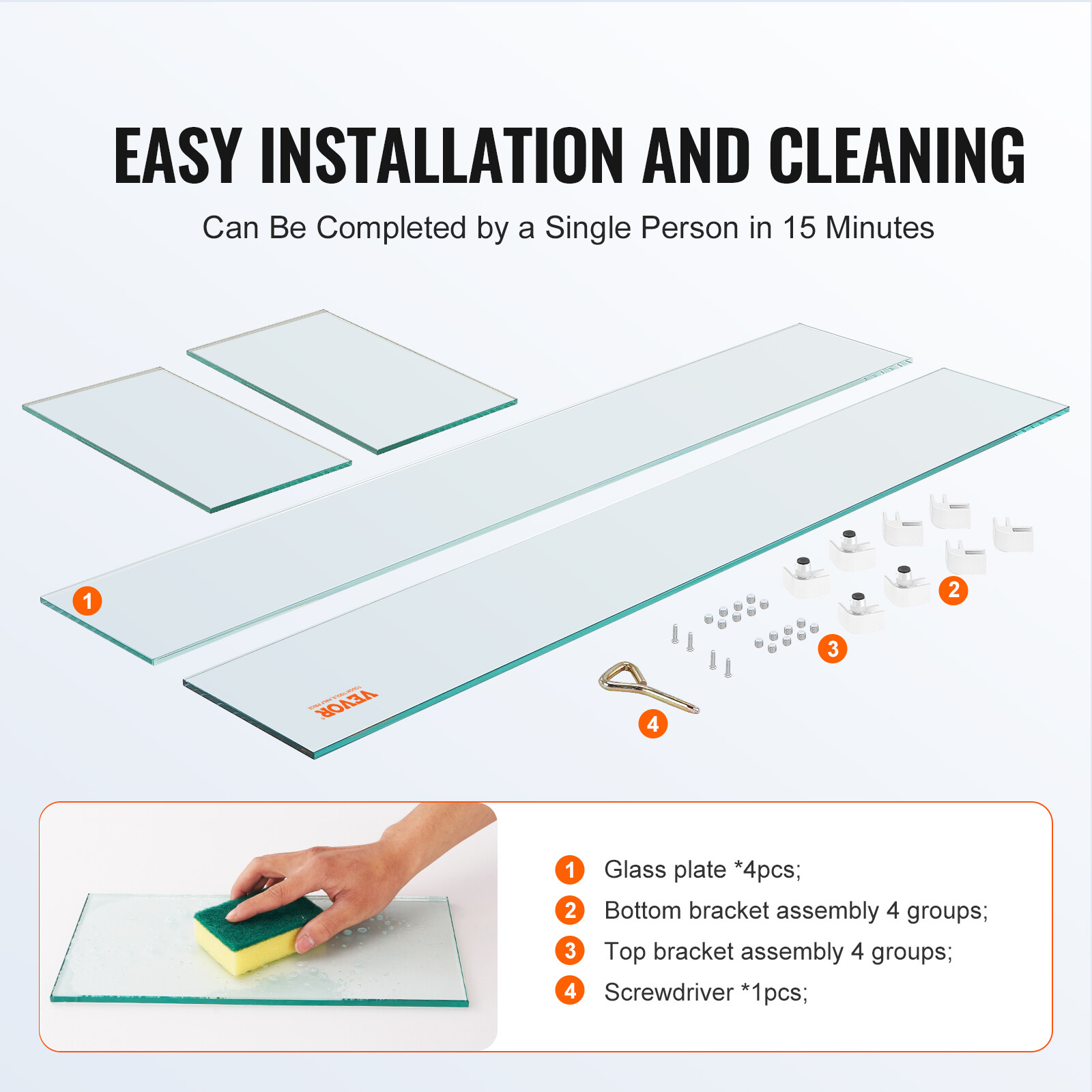 VEVOR Fire Pit Wind Guard Tempered Glass Flame Shield 23.5"x7.5"x6.5" 0.3" Thick