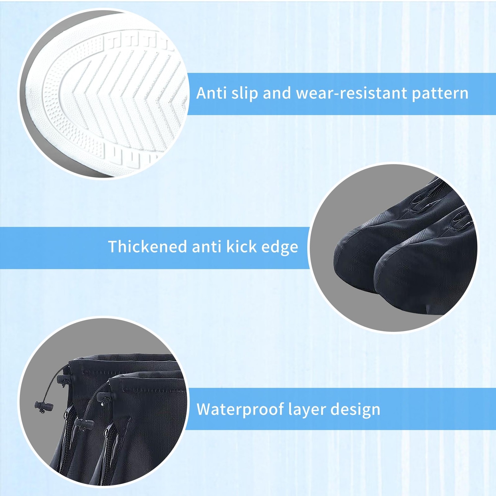 Fundas reutilizables para zapatos de lluvia, impermeables, con cremallera