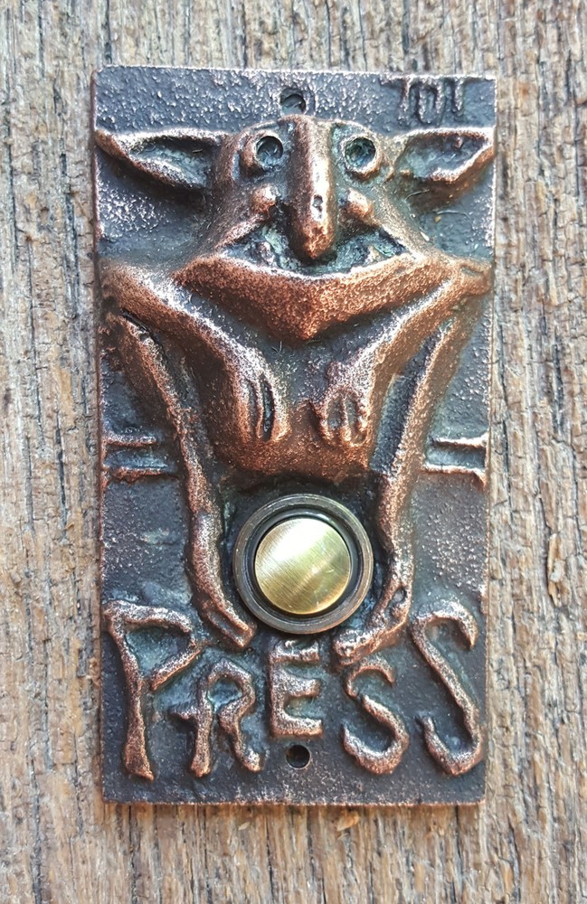 Weathered Copper Gargoyle Doorbell Button