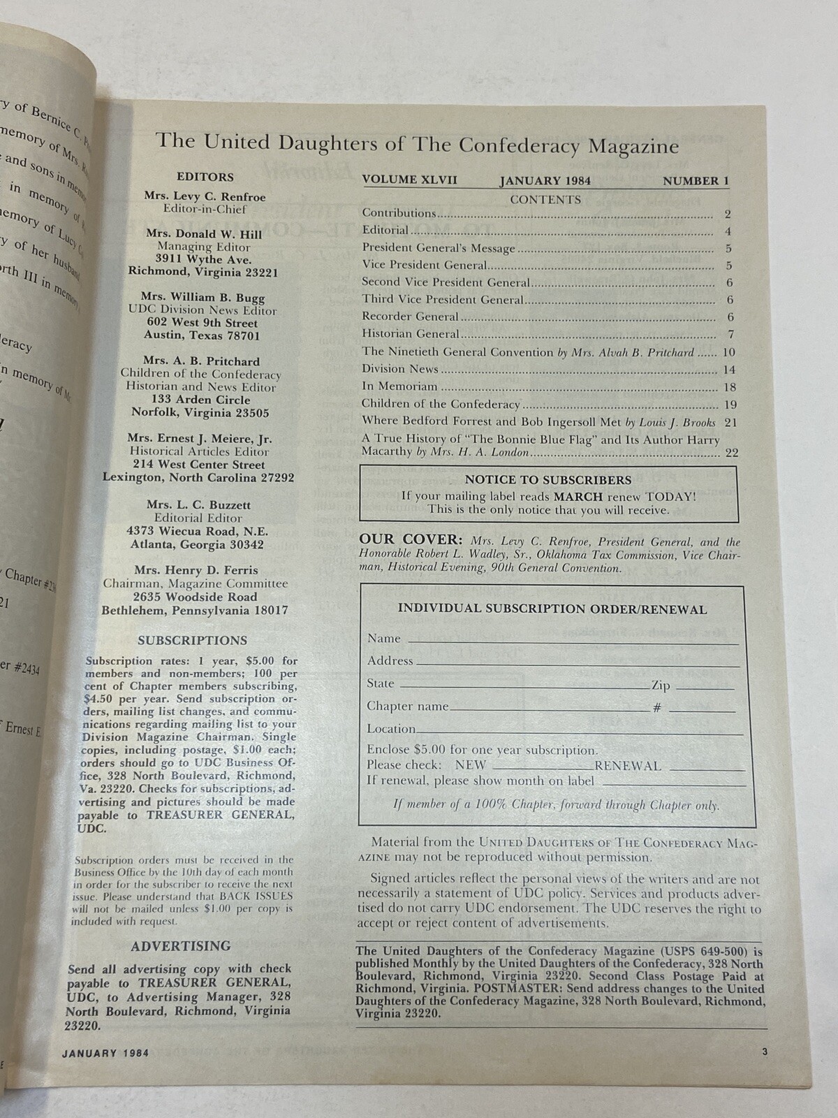 UDC United Daughters of the Confederacy Magazine Jan 1984 Lawrence Sullivan Ross