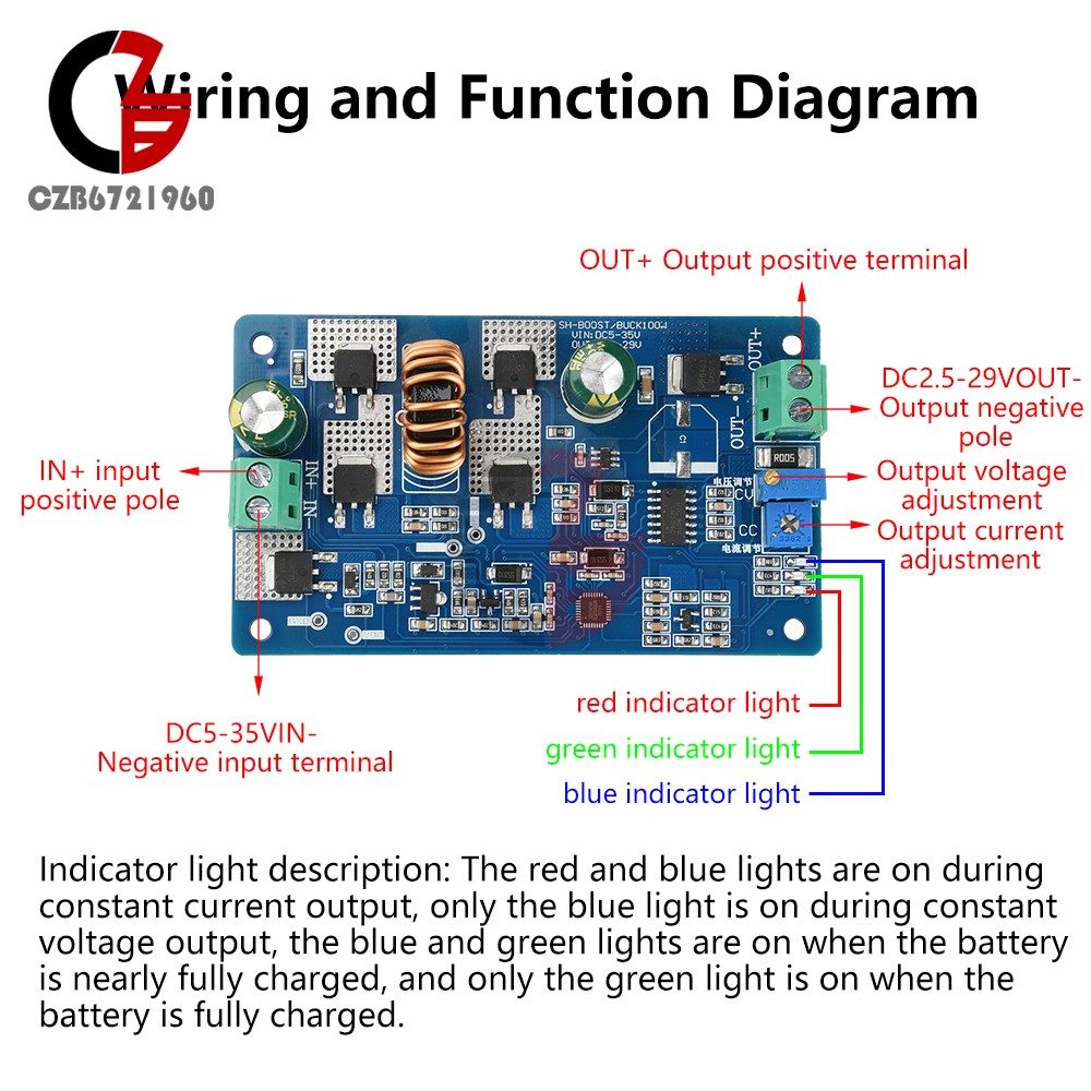5-35V 10A DC-DC Auto Boost Buck Module CC-CV Battery Charging LED Driver Module