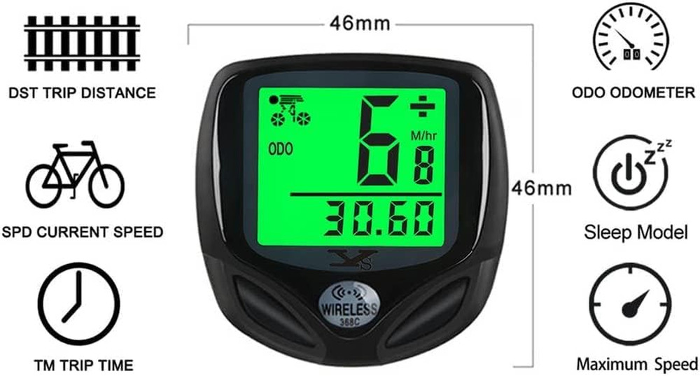 Wireless Waterproof Bike Speedometer & Odometer with LCD Display, Multi-Function
