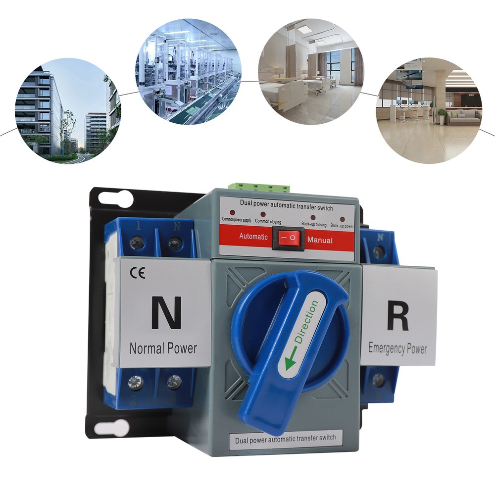 AC110V 2P 63A Mini Dual Power Automatic Transfer Switch Toggle Control Converts