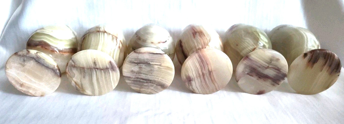 6 Polished Onyx Marble Stemmed Natural Stone 5" Wine Sherry Goblets Chalice Case