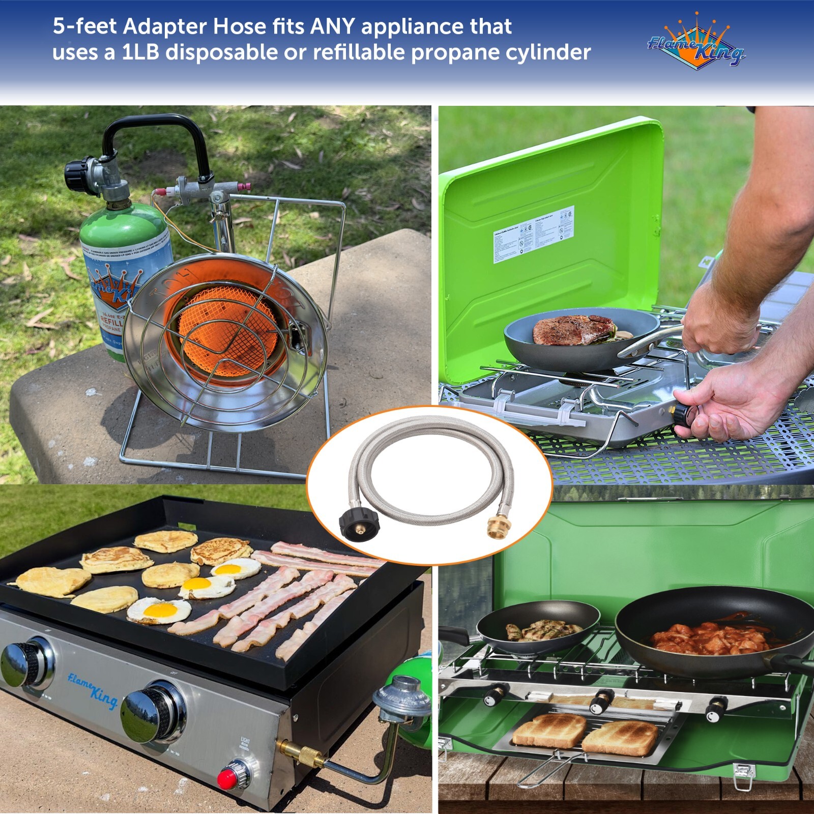 Insulated Protective Carrier, 10 lb Propane Tank & Steel Adapter Hose, Outdoors