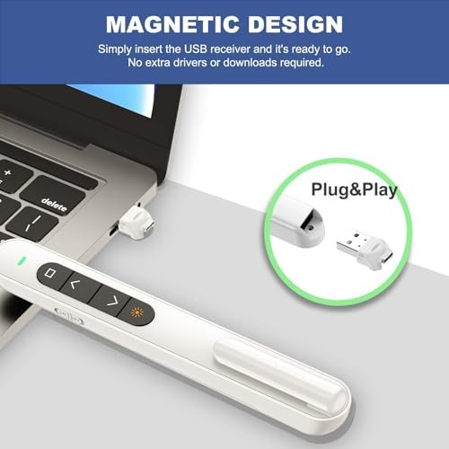 Wireless Presentation Clicker for PowerPoint, USB C Remote with Volume Control