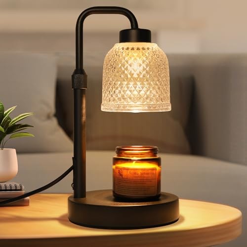 Candle Warmer Lamp with Timer, Dimmable Adjustable Height Candle Coalblack