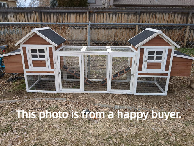 123" Solid Wood Chicken Coop Backyard Hen House 4-6 Chickens w 4 Nesting Boxes