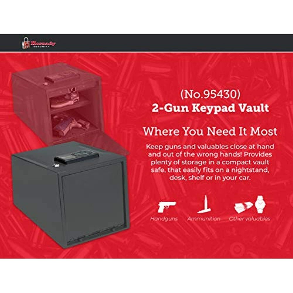 Hornady Security Two-Gun Keypad Vault 2 Gun Safe Programmable Keypad Backup Lock
