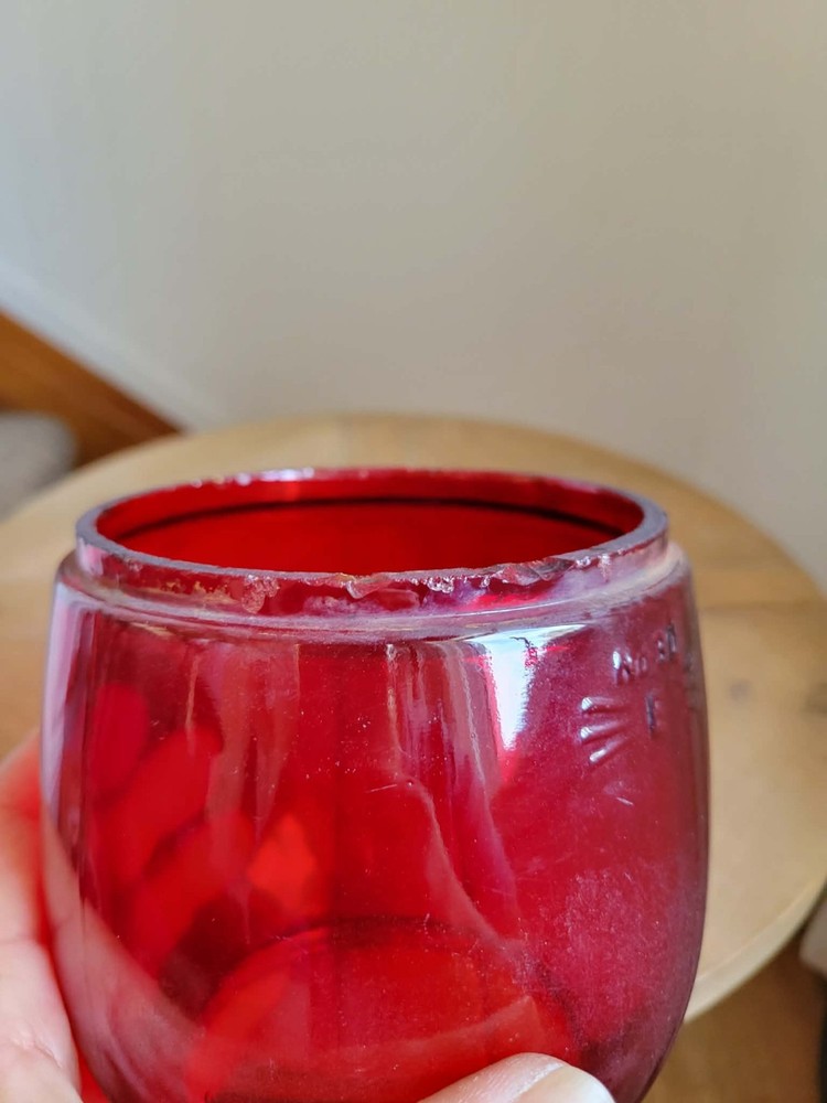 Vintage Embury No. 30 -E- Red Lantern Globe