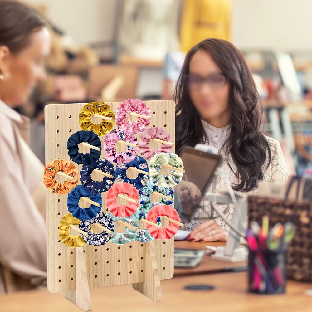 Rectangle Pegboard Display Stand with 25 Pcs Dowel Rods, Pegboard Rack, Keych...